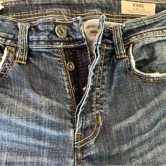 Buffalo David Man Straight Jeans Blue Stretchy 32x32 - Picture 7 of 9